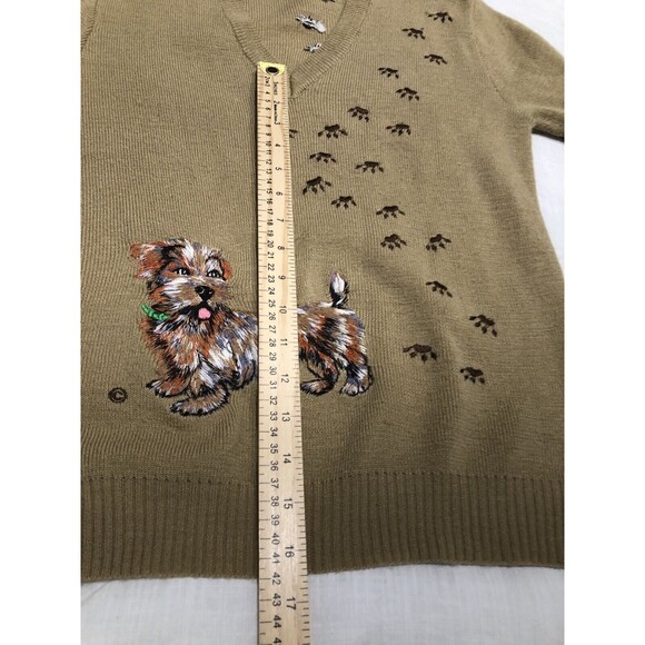 Vtg Cyn Les Shirlee Designs  Tan Embroidered Scottish Terrior Dog Sweater - Picture 7 of 8
